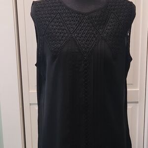 Express Black Sleeveless Crochet Yoke Camisole